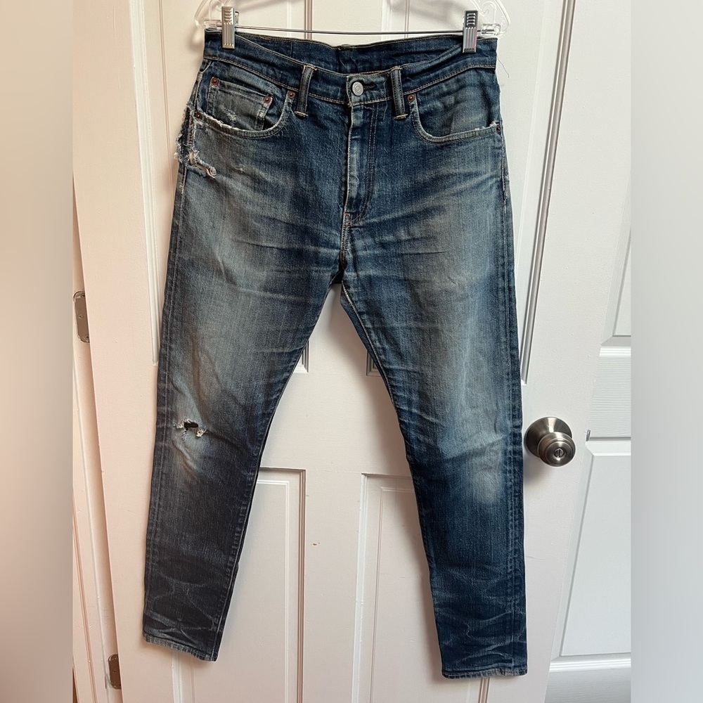 Levi's Distressed Dark Blue 512 Slim Jeans